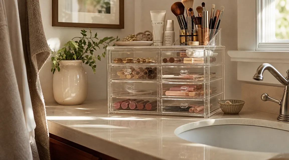 Sorbus Acrylic Makeup Organizer Review: One Year on My Bathroom Counter